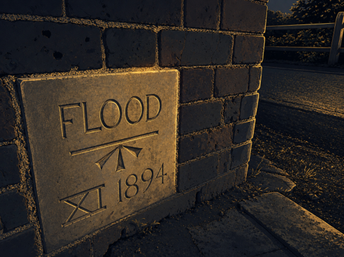 Historic benchmark marks in stone and brickwork